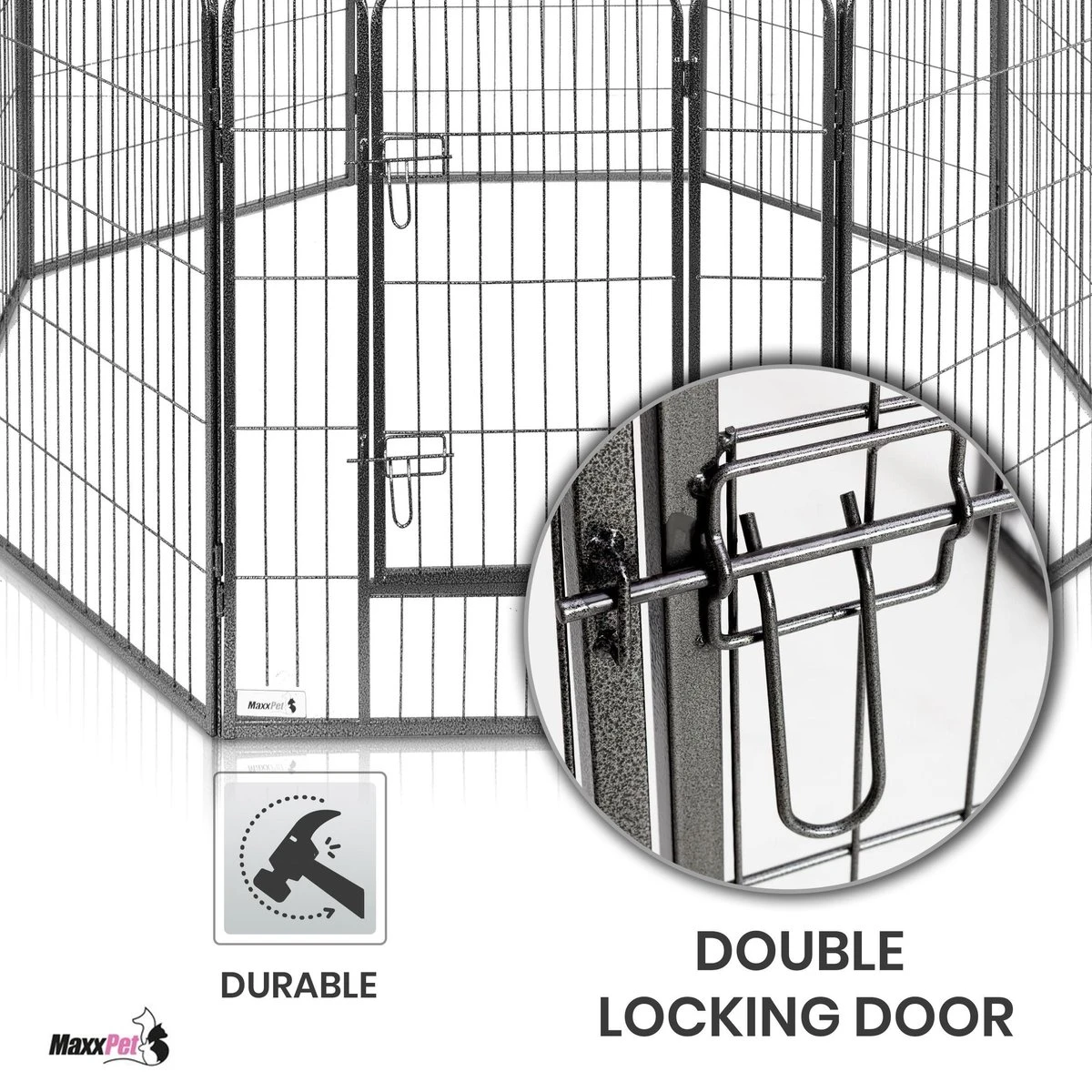 MaxxPet Puppyren - Hondenbench - Hondenren- Puppyren Met 8 Kennelpanelen - Staal -80 X 100 Cm Ø 210 Cm 5 MaxxPet Puppyren - Hondenbench - Hondenren- Puppyren Met 8 Kennelpanelen - Staal -80 X 100 Cm Ø 210 Cm - Afbeelding 3