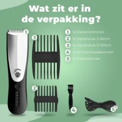 Essential Goods Professionele Hondentondeuse – Hondentrimmer - Draadloos – Opzet Kammen – Dik/Dunne Vacht - Honden/Katten - Zwart/Zilver -Honden Benodigdheden Verkoop 1200x1200 134