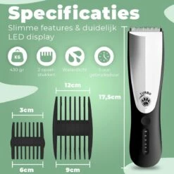 Essential Goods Professionele Hondentondeuse – Hondentrimmer - Draadloos – Opzet Kammen – Dik/Dunne Vacht - Honden/Katten - Zwart/Zilver -Honden Benodigdheden Verkoop 1200x1200 135