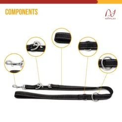Happilax Dog Leash 2m Adjustable - Black/Reflective - 3-Step Adjustable Leash - Double Leash, Tug Leash - Geschikt Als Hondenriem Voor Grote Honden Of Als Sleepriem Voor Kleine Honden. -Honden Benodigdheden Verkoop 1200x1200 1386