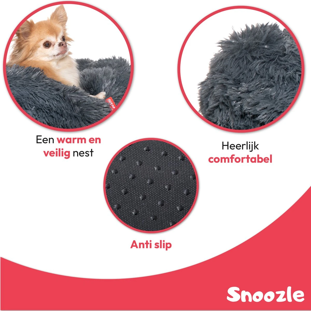 Snoozle Donut Hondenmand - Zacht En Luxe Hondenkussen - Wasbaar - Fluffy - Hondenmanden - 70cm - Grijs 5 Snoozle Donut Hondenmand - Zacht En Luxe Hondenkussen - Wasbaar - Fluffy - Hondenmanden - 70cm - Grijs - Afbeelding 3
