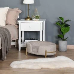 PawHut Huisdierenbank Hondenbank Kattenbank Zacht Rugleuning Metalen Poten Grijs D04-166 -Honden Benodigdheden Verkoop 1200x1200 1551