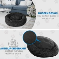 Pawzle Hondenmand - Donut Hondenkussen - Kattenmand - Bed Voor Honden & Katten - Wasbaar - 60cm - Zwart -Honden Benodigdheden Verkoop 1200x1200 1634
