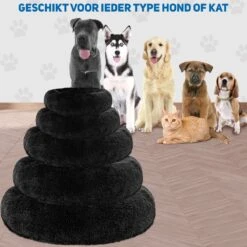 Pawzle Hondenmand - Donut Hondenkussen - Kattenmand - Bed Voor Honden & Katten - Wasbaar - 60cm - Zwart -Honden Benodigdheden Verkoop 1200x1200 1635