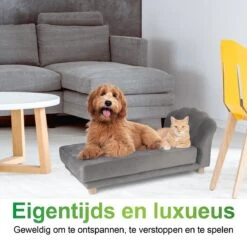 Maxxpro Katten- En Hondenbank - Grijs - Verhoogd Met Houten Poten - Fluweel Materiaal - 90 X 44 X 34 Cm - Huisdieren Tot 80 KG -Honden Benodigdheden Verkoop 1200x1200 1874