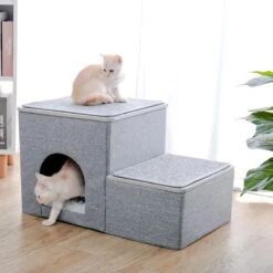 2-in-1 Hondenhuis & Hondentrap - Voor Binnen - Huisdieren Huisje - Hondenmand - Kattenmand - 67.5x40x37.5 Cm - Grijs -Honden Benodigdheden Verkoop 1200x1200 1916