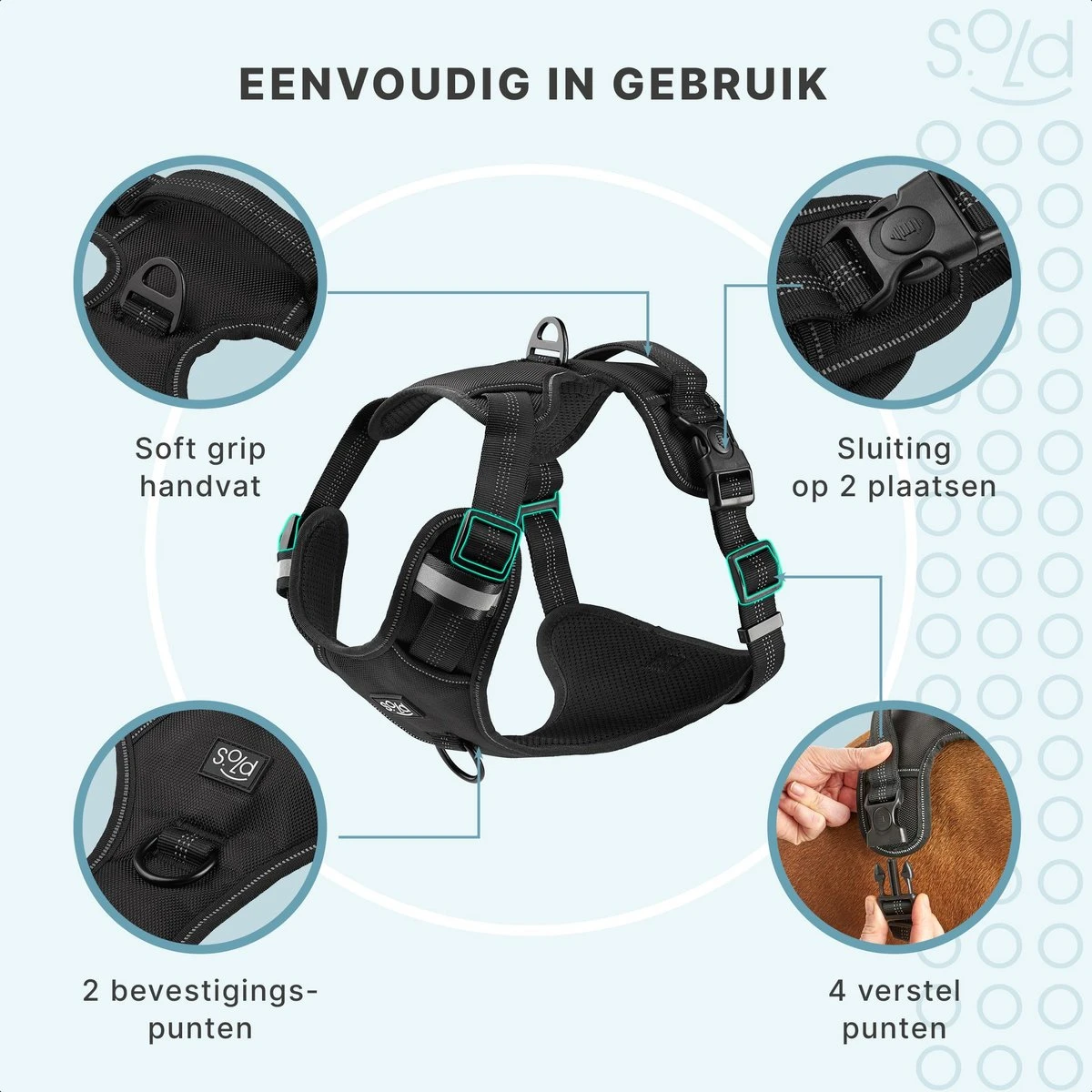 Hondentuigje - Anti-Trek Tuig - Hondenharnas - Y Tuig Hond - Reflecterend - Zwart - Maat M 4 Hondentuigje - Anti-Trek Tuig - Hondenharnas - Y Tuig Hond - Reflecterend - Zwart - Maat M - Afbeelding 2