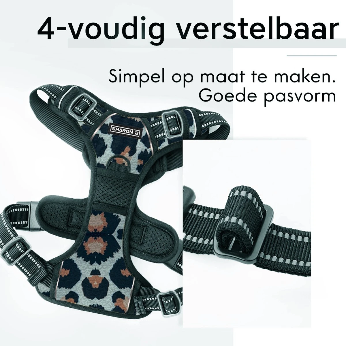 Antitrek Hondentuigje - Middelgrote Honden - Luipaard - Maat M - Borstring - Reflecterend 7 Antitrek Hondentuigje - Middelgrote Honden - Luipaard - Maat M - Borstring - Reflecterend - Afbeelding 5