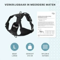 Hondentuigje - Anti-Trek Tuig - Hondenharnas - Y Tuig Hond - Reflecterend - Zwart - Maat L -Honden Benodigdheden Verkoop 1200x1200 2045