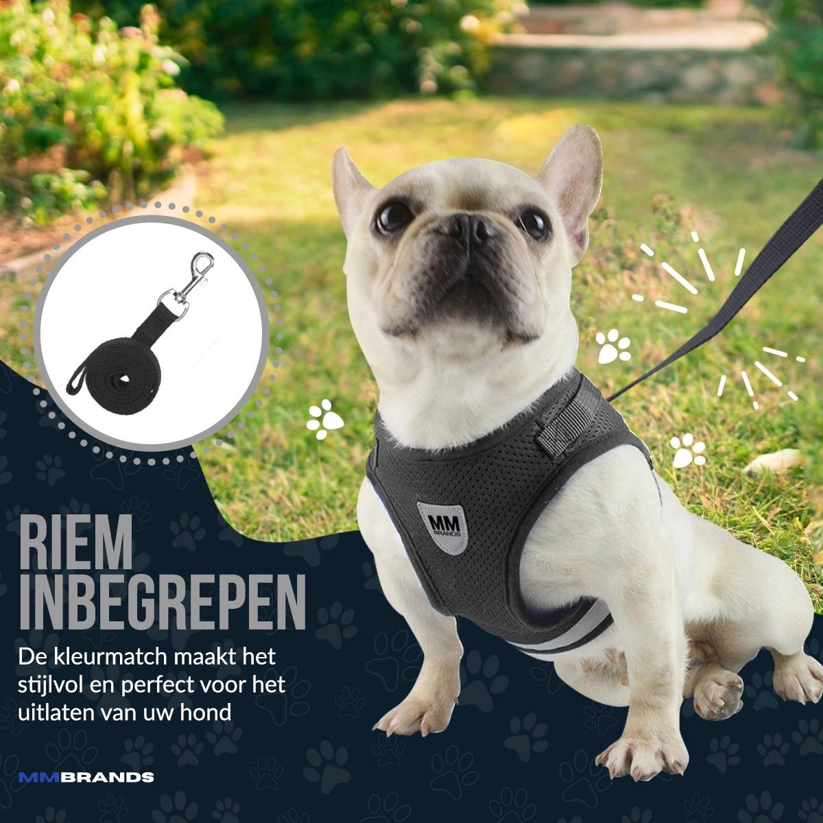 MM Brands Hondentuig - Harnas Hond - Y Tuig - Reflectie - Small - Zwart 7 MM Brands Hondentuig - Harnas Hond - Y Tuig - Reflectie - Small - Zwart - Afbeelding 5