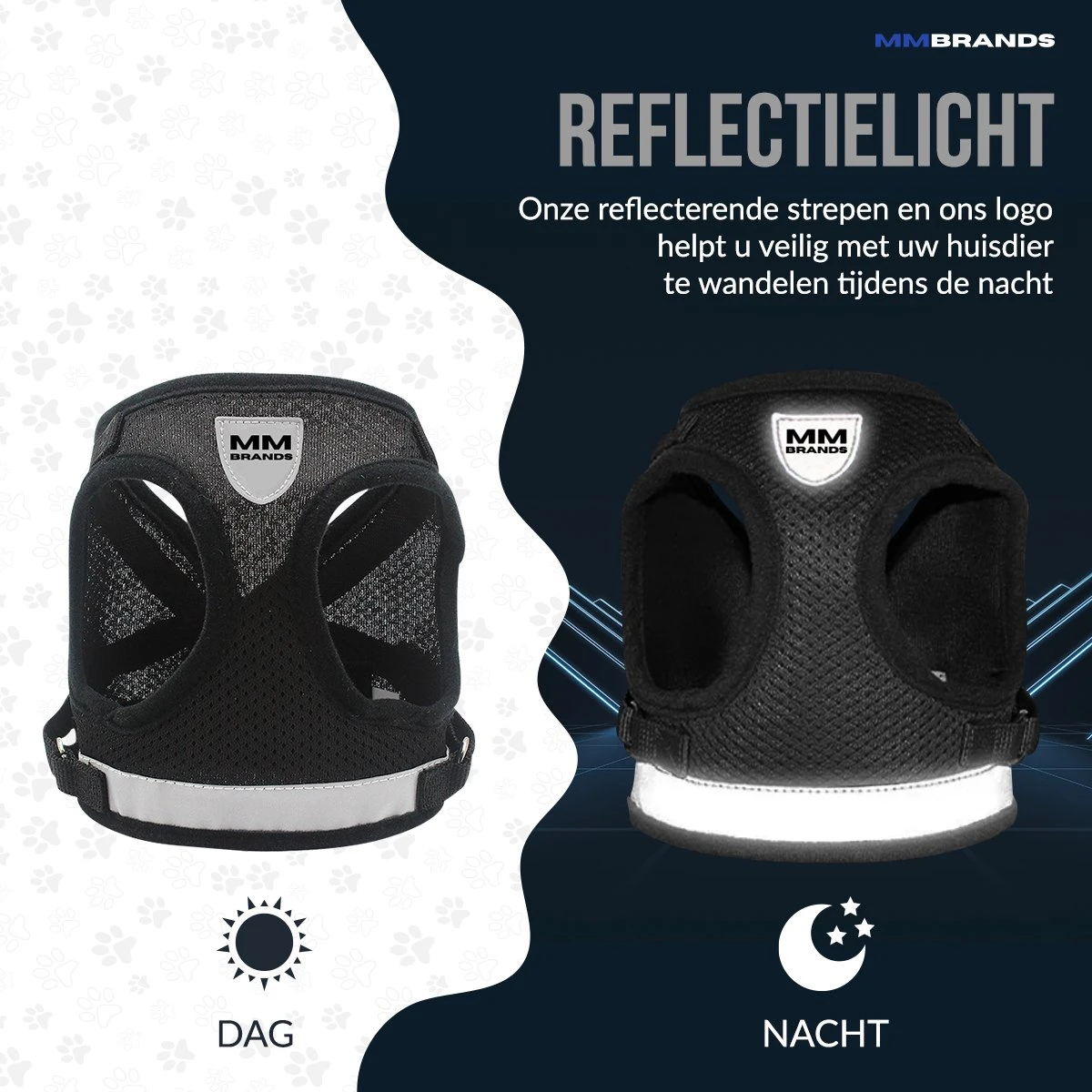 MM Brands Hondentuig - Harnas Hond - Y Tuig - Reflectie - Small - Zwart 8 MM Brands Hondentuig - Harnas Hond - Y Tuig - Reflectie - Small - Zwart - Afbeelding 6