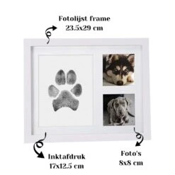 NOVOB® Fotolijst Met Inktafdruk - Pootafdruk Hond - Contactloos - Paw Print - Hondenspeelgoed - Afdruk Huisdier - Cadeau - 23.5 X 29 Cm | Wit -Honden Benodigdheden Verkoop 1200x1200 2159