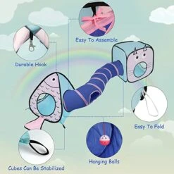 Fuegobird Kattentunnel - Tent+Tunnel 3 In 1 - Blauw/Roze -Honden Benodigdheden Verkoop 1200x1200 2190