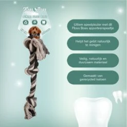 Floss Boss Flostouw – Zeer Stevig En Veilig Hondenspeelgoed – Hondentouw Van Gerecycled Katoen – Grijs Trektouw – 55cm – 325g – 3 Knopen -Honden Benodigdheden Verkoop 1200x1200 2475