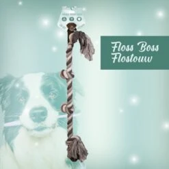 Floss Boss Flostouw – Zeer Stevig En Veilig Hondenspeelgoed – Hondentouw Van Gerecycled Katoen – Grijs Trektouw – 85cm – 600g – 4 Knopen -Honden Benodigdheden Verkoop 1200x1200 2479