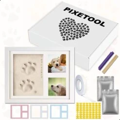 PIXETOOL Fotolijst Kleiafdruk - Gipsafdruk - Pootafdruk Hond - Puppy Speelgoed - Cadeau Voor Man - Cadeau Voor Vrouw - 3D Collage - 54 Extra Letters -Honden Benodigdheden Verkoop 1200x1200 2500
