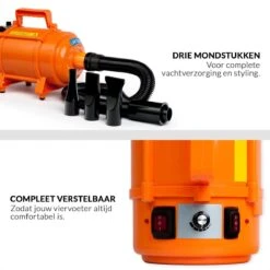 Krachtige Hondenföhn/ Waterblazer Met Draaiknop Om Overtollig Water En Stof Snel Uit De Vacht Te Blazen | Verstelbare Vermogen Standen (500W Tot 2200W) En Verstelbare Temperatuur - Type B Oranje -Honden Benodigdheden Verkoop 1200x1200 365