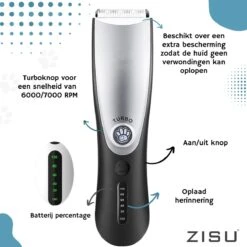 Hondentondeuse - Hondentrimmer - Dieren Tondeuse - Draadloos - 4 Opzetkammen - INCLUSIEF SNACKJE - Zwart -Honden Benodigdheden Verkoop 1200x1200 431