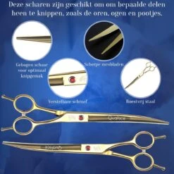 Scharenset Hond - 8-Delige Scharenset - Hondenschaar - Trimset - Trimschaar Voor Honden - Huisdier Knipset - Effileerschaar Hond - Goud -Honden Benodigdheden Verkoop 1200x1200 503