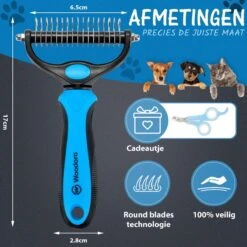 Woodoro 2-Zijdige Kattenkam Voor Ondervacht - Voorkomt Haaruitval - Verwijdert Klitten -Honden Benodigdheden Verkoop 1200x1200 579