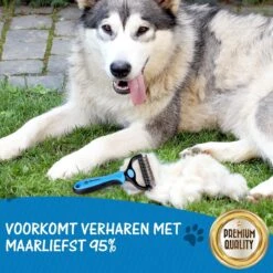 Hoogwaardige 2-Zijdige Hondenkam Hondenborstel Borstel Hond Klittenkam - Ondervacht Kam - Honden Borstel - Honden Kam - Hondenborstel Langharig - Hondenborstel Kortharig - Verwijdert Klitten - Voorkomt Verharing - Blauw - Woodoro -Honden Benodigdheden Verkoop 1200x1200 610