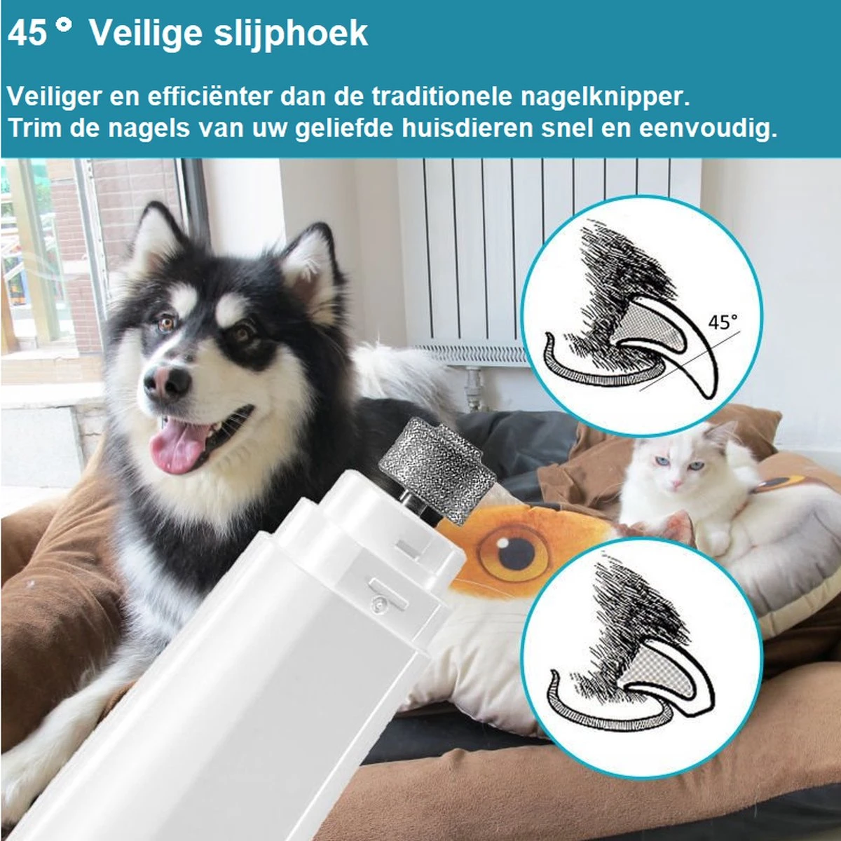 Elektrische NagelVijl / Nagelknipper Kat / Nagelknipper Hond / Nageltrimmer / Draadloos / Diamante Vijlkop / Honden/Katten/Knaagdieren 4 Elektrische NagelVijl / Nagelknipper Kat / Nagelknipper Hond / Nageltrimmer / Draadloos / Diamante Vijlkop / Honden/Katten/Knaagdieren - Afbeelding 2