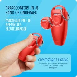 VEDIC® - Luxe Clicker Met Fluit - Clickertraining - Rood - Bevestigingsring - Fluit - Hondentraining -Honden Benodigdheden Verkoop 1200x1200 808