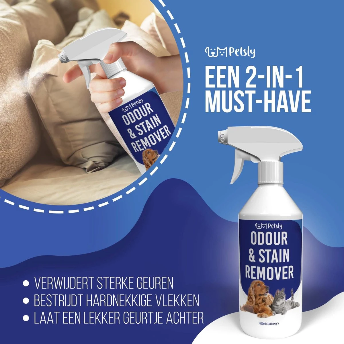 Petsly Odour & Stain Remover - Geurverwijderaars - Urine Vlekken Verwijderen Urinegeur Verwijderen Met Plantaardige Enzymen - 1L 8 Petsly Odour & Stain Remover - Geurverwijderaars - Urine Vlekken Verwijderen Urinegeur Verwijderen Met Plantaardige Enzymen - 1L - Afbeelding 6