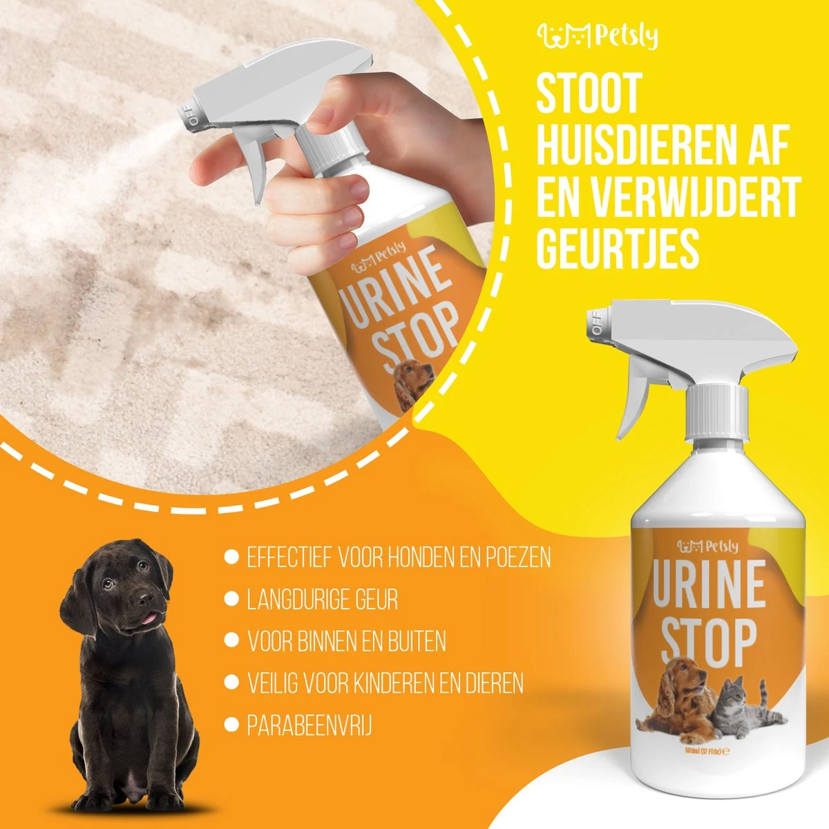 Petsly Urine Stop Spray - Dierentoilet - Voor Zindelijkheid Training, Puppytraining. Voorkomt Markeren - 500ml 6 Petsly Urine Stop Spray - Dierentoilet - Voor Zindelijkheid Training, Puppytraining. Voorkomt Markeren - 500ml - Afbeelding 4