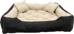 Ecco - Honden- En Kattenbed Met Kussen | Binnenmaat: 130x100 / Buitenmaat: 145x115cm - Beige / Zwart