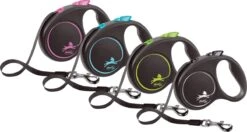 Hondenriem - Looplijn - FLEXI Rollijn BLACK DESIGN TAPE - L - ZWART/BLAUW - 5 Meter -Honden Benodigdheden Verkoop 1200x641 1