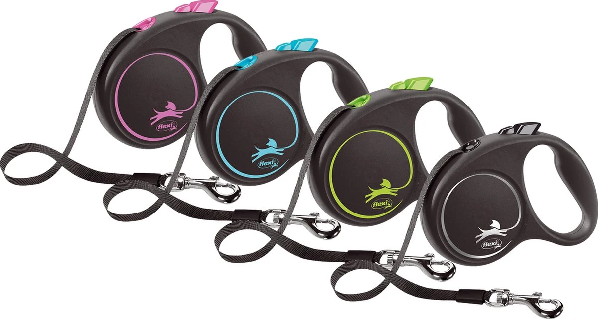 Hondenriem - Looplijn - FLEXI Rollijn BLACK DESIGN TAPE - S - ZWART - 5 Meter 4 Hondenriem - Looplijn - FLEXI Rollijn BLACK DESIGN TAPE - S - ZWART - 5 Meter - Afbeelding 2