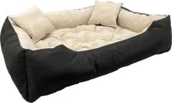 Ecco - Honden- En Kattenbed Met Kussen | Binnenmaat: 130x100 / Buitenmaat: 145x115cm - Beige / Zwart -Honden Benodigdheden Verkoop 1200x717 5