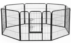 Merkloos Hondenren - Puppyren - Hondenkennel - 8 Kennelpanelen - Staal - 80 Cm Hoog - 640 Cm Omtrek - Uitbreidbaar -Honden Benodigdheden Verkoop 1200x737