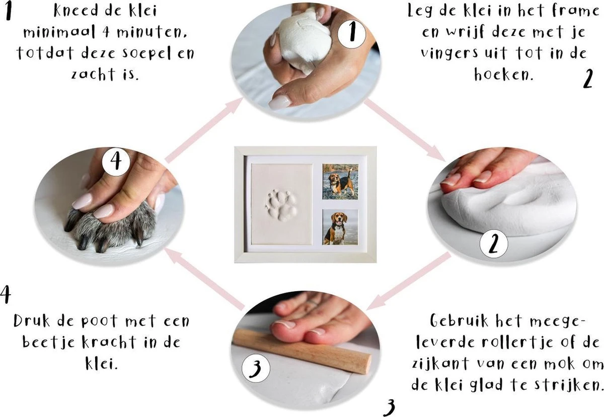 Frummel Fotolijst Met Kleiafdruk - Pootafdruk Hond - Gipsafdruk Huisdier - 22,5 X 27,5 Cm - Wit 6 Frummel Fotolijst Met Kleiafdruk - Pootafdruk Hond - Gipsafdruk Huisdier - 22,5 X 27,5 Cm - Wit - Afbeelding 4