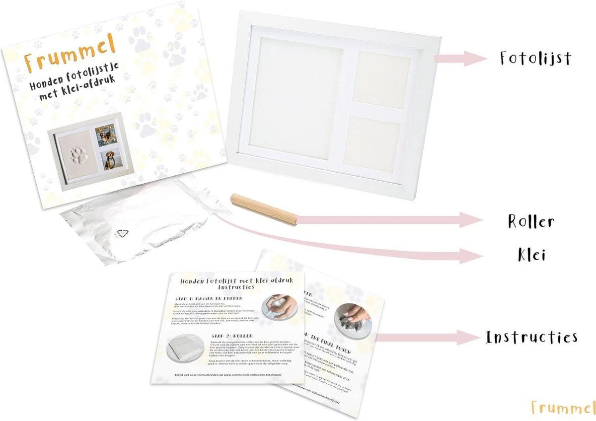 Frummel Fotolijst Met Kleiafdruk - Pootafdruk Hond - Gipsafdruk Huisdier - 22,5 X 27,5 Cm - Wit 7 Frummel Fotolijst Met Kleiafdruk - Pootafdruk Hond - Gipsafdruk Huisdier - 22,5 X 27,5 Cm - Wit - Afbeelding 5