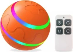 Merkloos Slimme Interactieve Zelf Rollende Bal Voor Honden - 3 Speelmodi - Honden Speelgoed - Hondenspeeltjes - USB Oplaadbaar - Met Afstandsbediening - Intelligente Automatische Roterende Waterproof Led Bal Met Afstandsbediening - Oranje