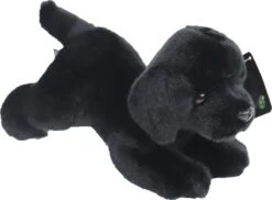 Boony - Natural Decoration - Labrador Pluche Liggend - Zwart - 20 Cm