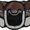 Dailyibed Opvouwbare Puppyren - Bruin - 115x115x58 Cm - Incl. Draagtas - Incl. Voederbak -Honden Benodigdheden Verkoop 1200x919