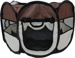 Dailyibed Opvouwbare Puppyren - Bruin - 115x115x58 Cm - Incl. Draagtas - Incl. Voederbak -Honden Benodigdheden Verkoop 1200x921 1