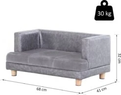 PawHut Hondenbank Huisdierbank Hondenbed Hondenmat Woonkamer PU-leer Kort Pluche Grijs D04-135 -Honden Benodigdheden Verkoop 1200x941