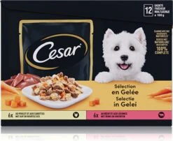 Cesar Selectie In Gelei Maaltijdzakjes Honden Natvoer - Vlees En Groenten In Gelei - 48 X 100g -Honden Benodigdheden Verkoop 1200x982
