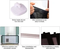 Merkloos ACE Pets – Oprolbaar Hondenrek Voor Binnen - Traphekje Hond Zonder Boren - Veiligheidshek Deurhekje - 180 X 72 Cm - Zwart -Honden Benodigdheden Verkoop 1200x992 3