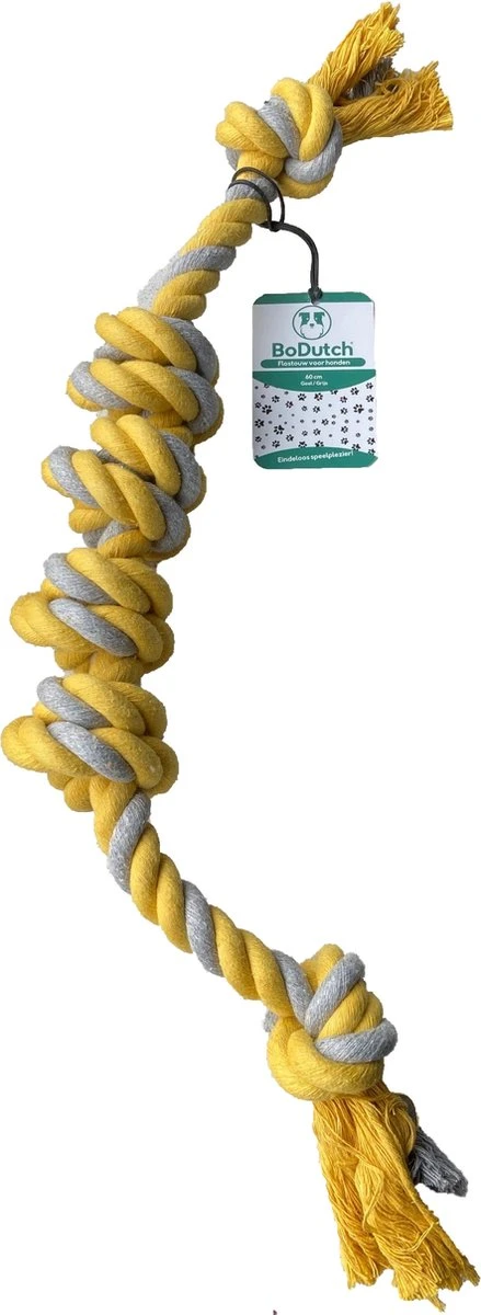 BoDutch Flostouw Hond - Hondenspeelgoed - Trektouw Hond - Hondentouw - Flostouw Hond - 60 Cm - Apporteerspeelgoed - Geel/Grijs 3 BoDutch Flostouw Hond - Hondenspeelgoed - Trektouw Hond - Hondentouw - Flostouw Hond - 60 Cm - Apporteerspeelgoed - Geel/Grijs