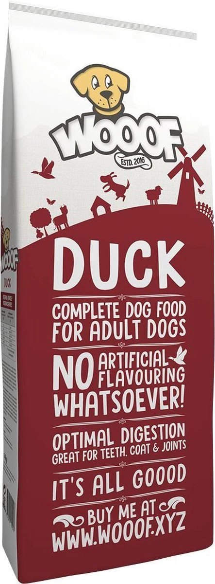 WOOOF Eend 18KG - Geperst Hondenvoer - Hypoallergeen Hondenvoer - Geperste Hondenbrokken - Droogvoer 10 WOOOF Eend 18KG - Geperst Hondenvoer - Hypoallergeen Hondenvoer - Geperste Hondenbrokken - Droogvoer - Afbeelding 8