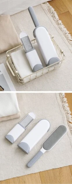 IGOODS - Pet Hair Remover - Hond & Kat Roller Brush - Dubbelzijdig Bont Ontharingsgereedschap Met Zelfreinigende Basis - Reismaatborstel - Voor Kleding - Bank - Tapijt - Autostoel GRIJS -Honden Benodigdheden Verkoop 469x1200