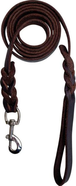 Hondenriem - 180cm - Bruin - Gevlochten Leren Hondenriem - 100% Volnerfleer - Hondenriem Leer - Leiband Hond -Honden Benodigdheden Verkoop 492x1200