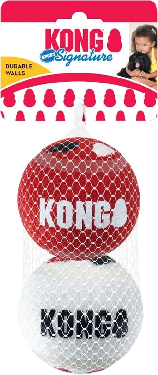 KONG Signature Speelballen L - Steviger Dan Tennisballen - Niet Schurend Materiaal - Speelbal Voor Honden - 2 Stuks 5 KONG Signature Speelballen L - Steviger Dan Tennisballen - Niet Schurend Materiaal - Speelbal Voor Honden - 2 Stuks - Afbeelding 3