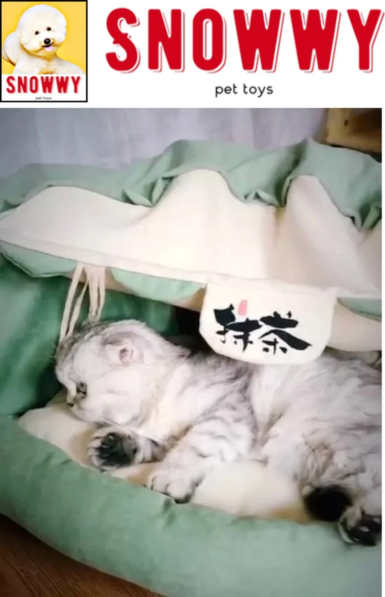 SNOWWY - Kattentunnel Met Kattenmand In één - Origineel En Uniek Design - Kattenhuis - Kattenhuis - Kat Kussen - Kattenbed - Matcha Groen 6 SNOWWY - Kattentunnel Met Kattenmand In één - Origineel En Uniek Design - Kattenhuis - Kattenhuis - Kat Kussen - Kattenbed - Matcha Groen - Afbeelding 4