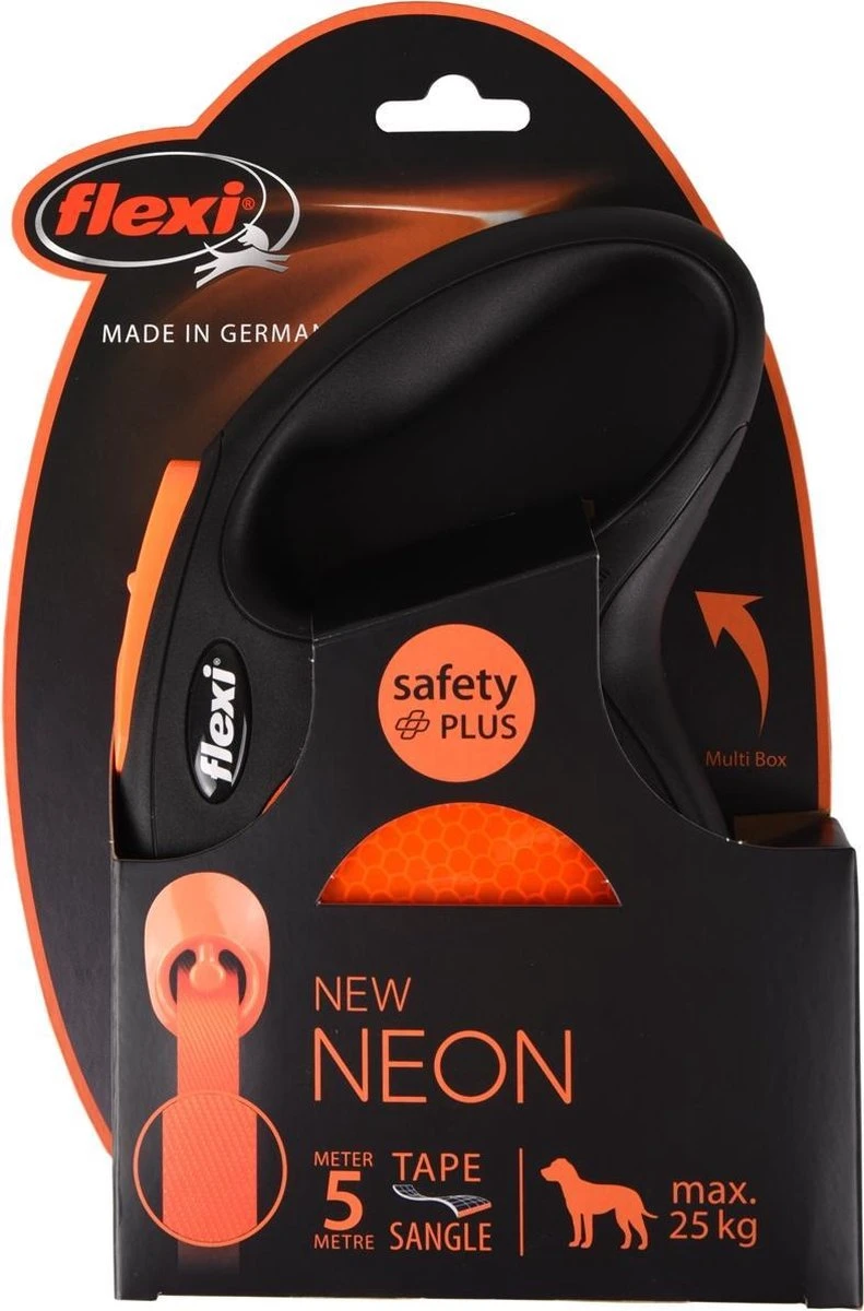 Flexi New Neon Tape - Hondenriem - Zwart/Oranje - M - 5 M - (<25 Kg) 10 Flexi New Neon Tape - Hondenriem - Zwart/Oranje - M - 5 M - (<25 Kg) - Afbeelding 8